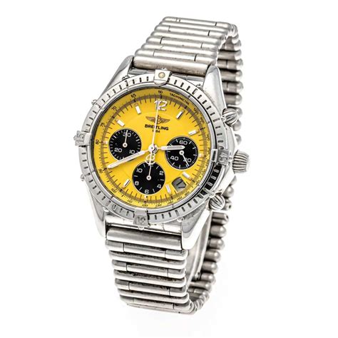 breitling pink dial|Breitling yellow chronograph.